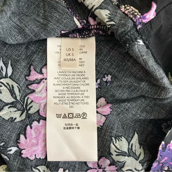 Free People Loretta Printed Tunic Black Floral Small - Picture 14 of 15